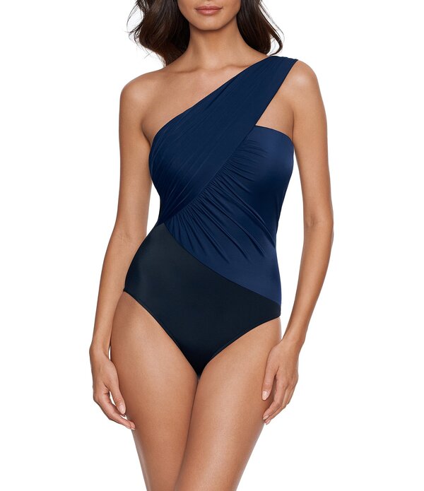 神通力背広 レディース トップス 衣装 Magicsuit Solids Goddess Hidden Underwire Convertible One Shoulder One Piece Swimsuit Navy Blue 米国海軍