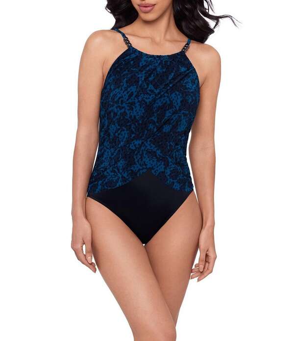 神通力背広 レディース トップス 衣裳 Magicsuit Swoon Lisa Hidden Underwire Hig Neck One Piece Swimsuit Navy Blue 米国海軍
