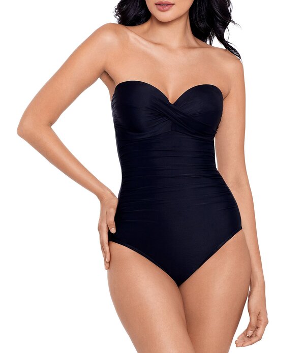 不思議なこと背広 レディース トップス 衣装 Miraclesuit Rock Solid Madrid Sweetheart Neck Underwire Bandeau One Piece Swimsuit Black 黒いこと