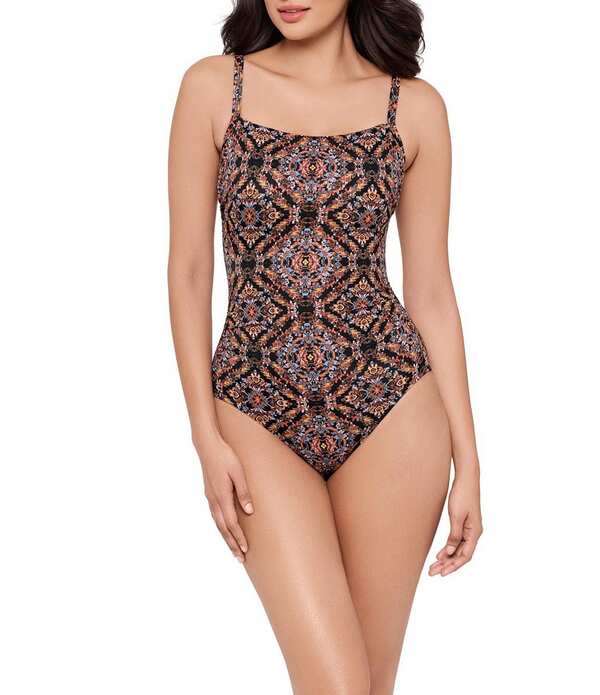 不思議なこと背広 レディース トップス 衣装 Miraclesuit Scandale Kara Underwire Square Neck One Piece Swimsuit Black/Multi 黒いこと