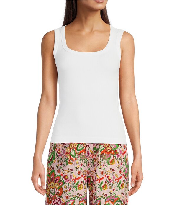 ギブソンアンドラティマー レディース トップス プルオーバー 肋筋 ノースリーブ 編み物 Gibson \u0026 Latimeribbed Knit Scoop Neck Sleeveless Tank Top White 白いこと