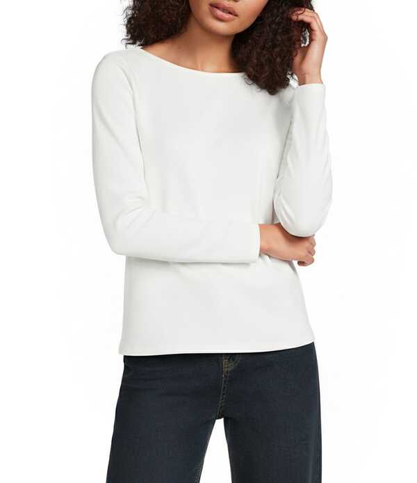 フランセスバレンタイン レディース トップス プルオーバー 労働者の一団のど首 編み物 FRANCES VALENTINE Stretch Knit Crew Neck Long Sleeve Balletop White 白いこと