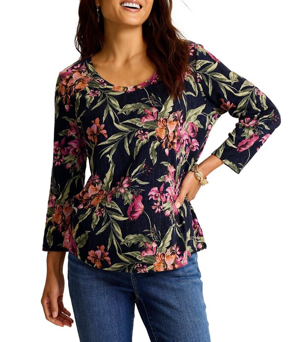 トッミーバハマ レディース トップス ティーシャツ Tommy Bahamashby Orchid Islescoop Neck 3/4 Sleeve Tee Black 黒いこと