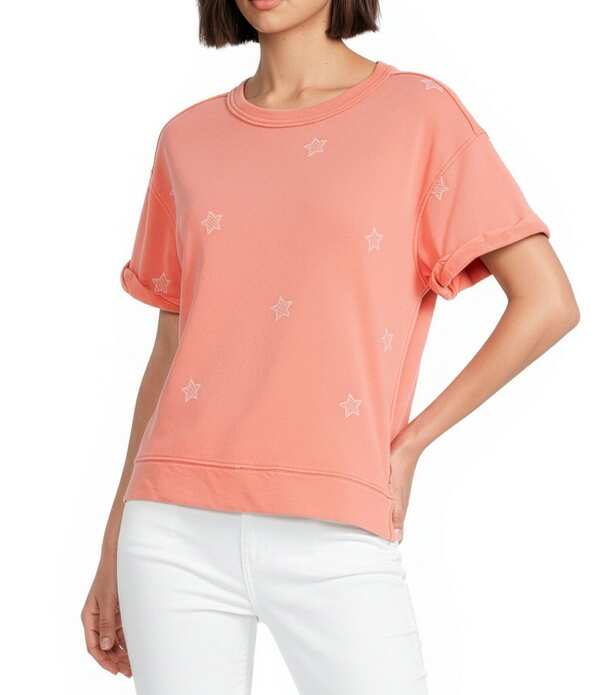 酉の方角跳ねかえる レディース トップス ティーシャツ 労働者の一団のど首 編み物 Westbound Short Sleeve Crew Necknit Pullover Top Living Coral コーラル