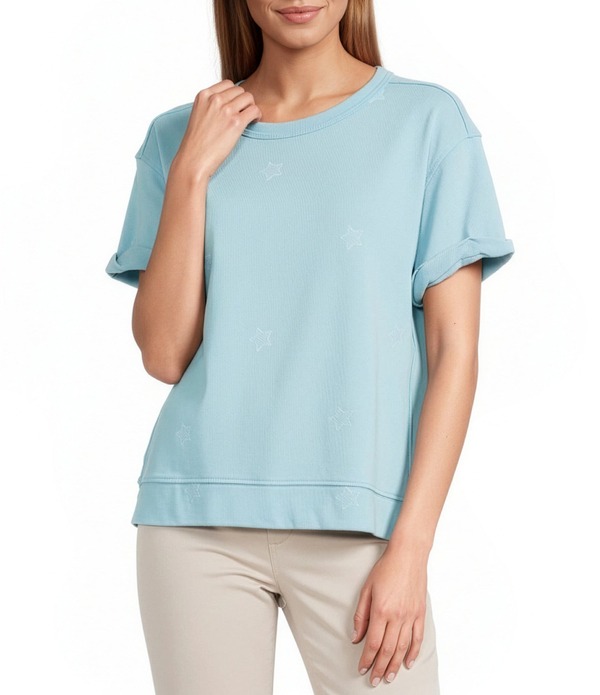 酉の方角跳ねかえる レディース トップス ティーシャツ 労働者の一団のど首 編み物 Westbound Short Sleeve Crew Necknit Pullover Topetit Four