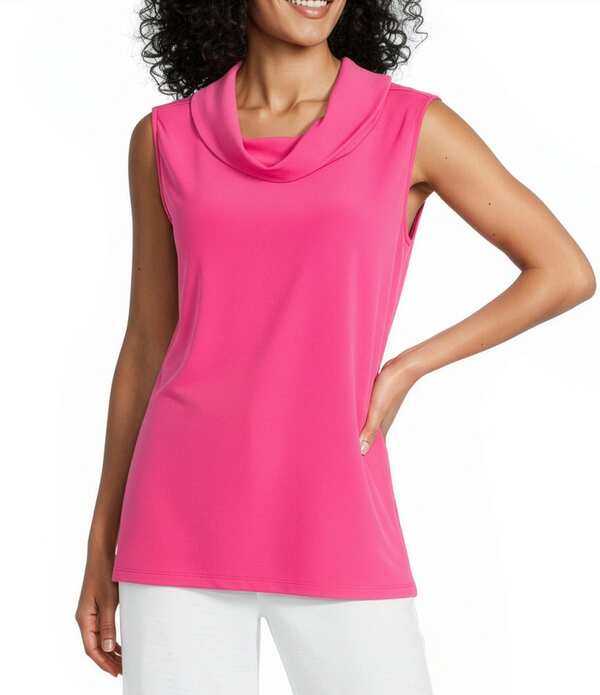 アイシーコレクション レディース トップス ティーシャツ ノースリーブ 編み物 ICollection Knit Cowl Neck Sleevelesswing Topink サクラ色