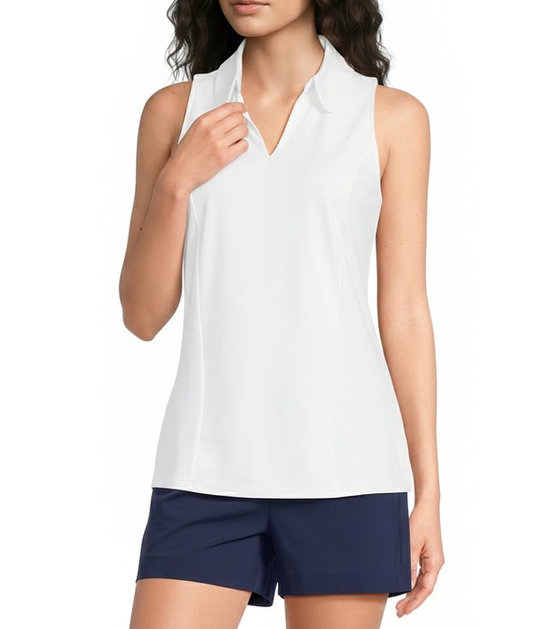 リリーピュリッツァー レディース トップス ティーシャツ ノースリーブ Lilly Pulitzer Martina Split Notch Collar Sleeveless Polo Tank Resort White 白いこと