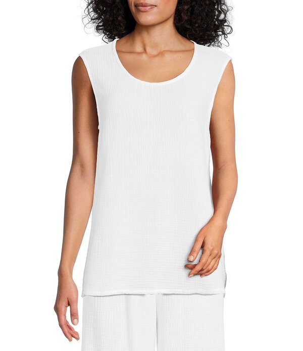 ブライン ウォーカー レディース トップス シャツ ノースリーブ コットン Bryn Walker Huxley Cotton Gauze Scoop Neck Sleeveless Tank White ホワイト|ReVida 店