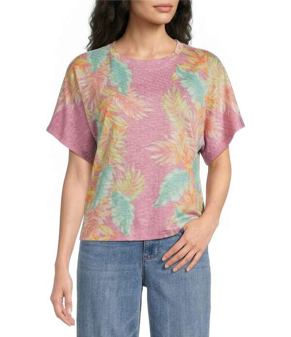 民権主義 レディース トップス プルオーバー 御花柄 編み物 御花 Democracy Knit Floral Scoop Neck Short Dolman Sleeve Top Wild Mulberry Multi マルチ色合い