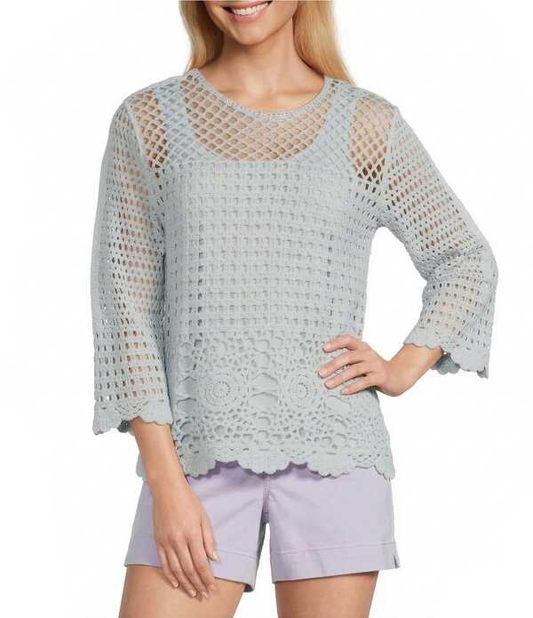 酉の方角跳ねかえる レディース トップス ティーシャツ Westbound 3/4 Sleeve Crochetoplein Air