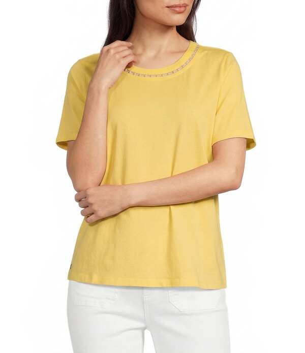 リリーピュリッツァー レディース トップス プルオーバー 労働者の一団のど首 綿織物 プルオーバー Lilly Pulitzer Cotton Jersey Crew Neck Short Sleeve Top Estelle Yellow 黄色
