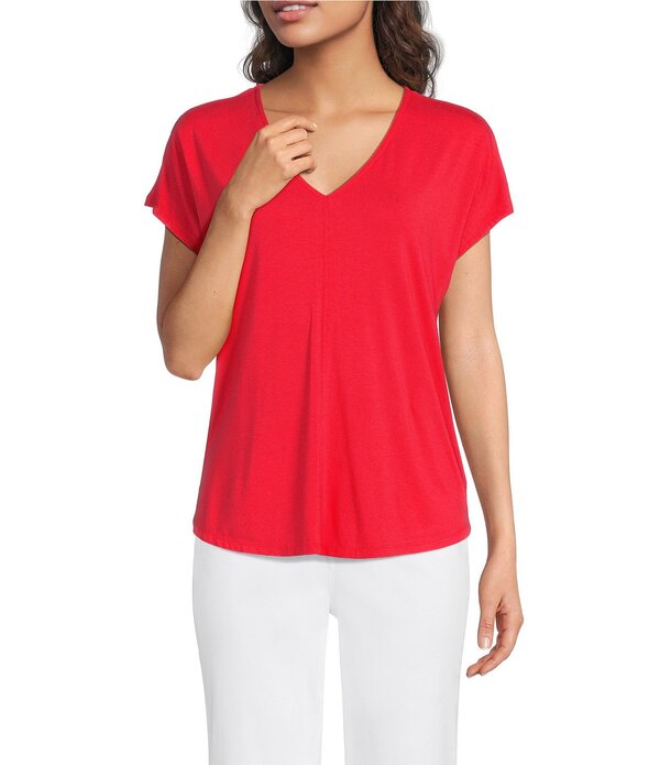 ギブソンアンドラティマー レディース トップス プルオーバー V素っ首 旗がしら 編み物 Gibson \u0026 Latimer Knit V-Neck Cap Sleeve Shirttail Tee Shirt Goji Berry