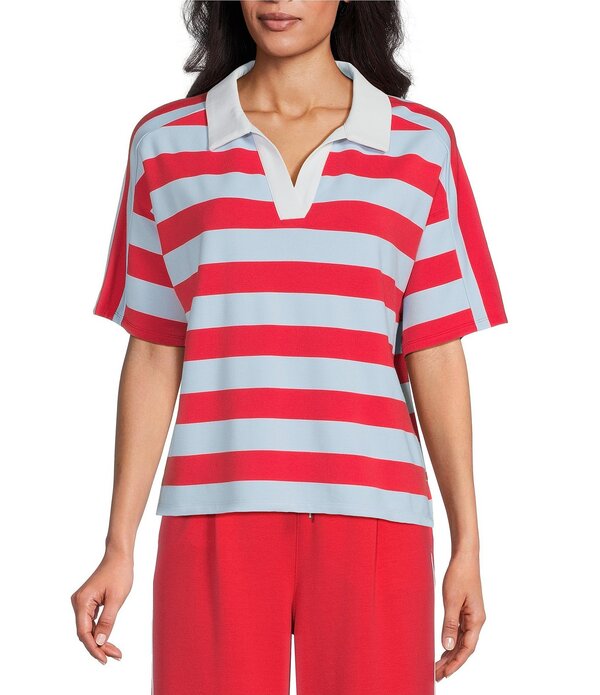 酉の方角跳ねあがる レディース トップス プルオーバー スポーツシャツ Westbound Short Sleeve Collared Polo Top Iced Blue/Red 青色