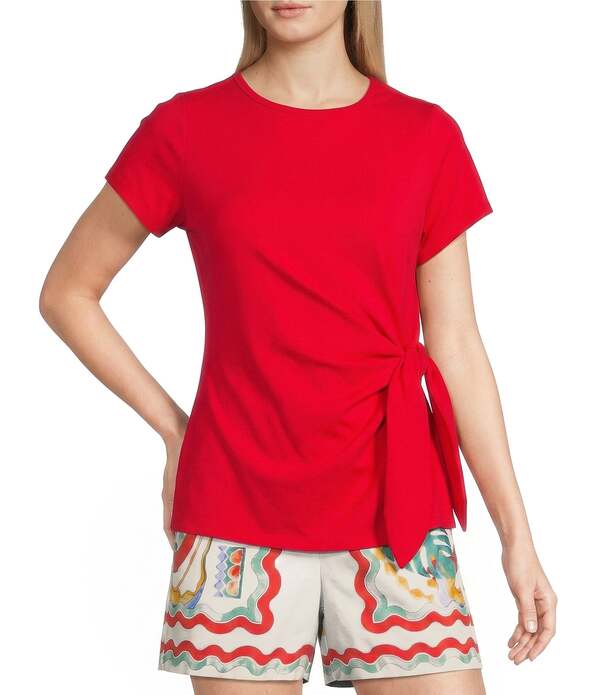ギブソンアンドラティマー レディース トップス プルオーバー 旗がしら 編み物 Gibson \u0026 Latimer Knit Crew Neckline Cap Sleeve Side Tie Top Goji Berry