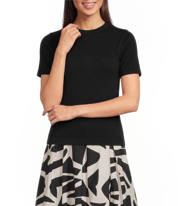 ギブソンアンドラティマー レディース トップス ティーシャツ ナイロン 編み物 Gibson \u0026 Latimer Knit Nylon Crew Neckline Short Sleeve Seamless Top Black 黒いこと