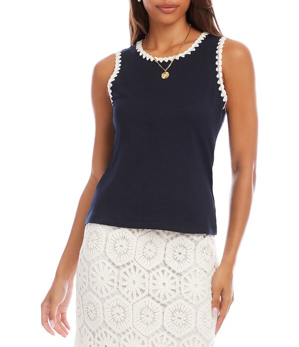 カレンケーン レディース トップス プルオーバー 対照 Karen Kane Contrast Edge Stitch Tank Top Navy 米国海軍
