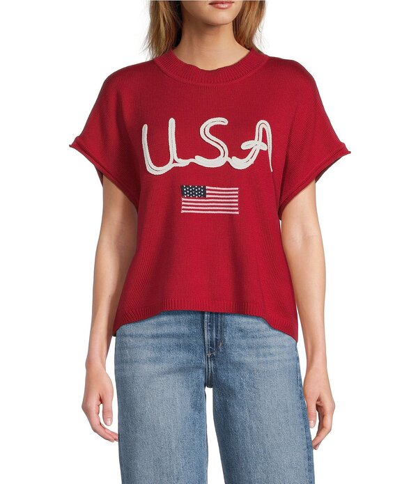 アンナ\u0026アヴァ レディース トップス プルオーバー 編み物 Anna \u0026 Ava U.S.Americana Knitoppered 赤いこと
