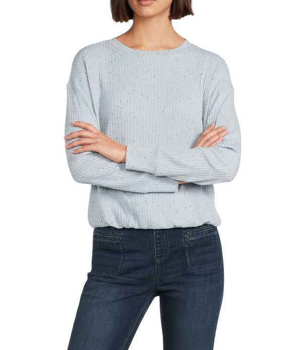 酉の方角跳ねかえる レディース トップス ティーシャツ 労働者の一団のど首 編み物 Westbound Knit Long Sleeve Crew Neck Bubble Toplein Air