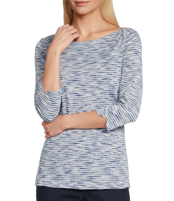 はたご屋トロ レディース トップス ティーシャツ 編み物 プルオーバー Intro Knit Jersey Boat Neck 3/4 Sleeve Traveler Tee Ink