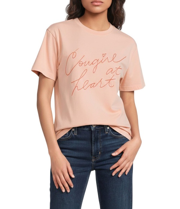 アリアト レディース トップス ティーシャツ 労働者の一団のど首 綿織物 プルオーバー Ariat Cowgirl At Heart Cotton Jersey Crew Neck Short Sleeve Tee Tropical Peach 桃