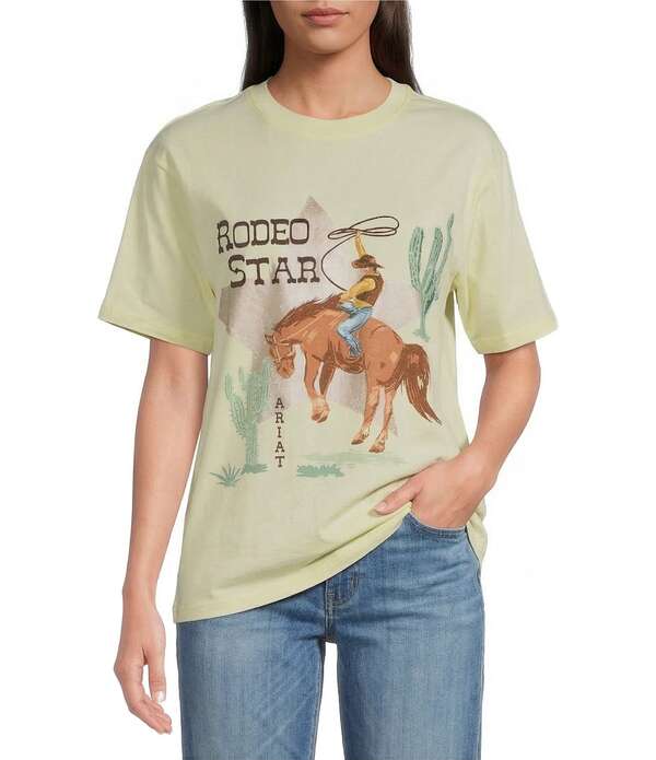 アリアト レディース トップス ティーシャツ 労働者の一団のど首 Ariat Rodeo Star Embellished Crew Neck Short Sleeve Boyfriend Tee Pear Sorbet
