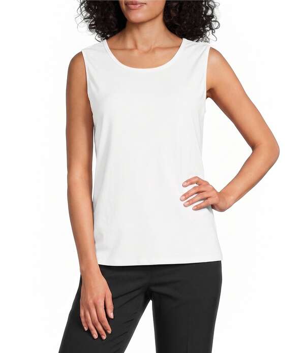 アリソン デイリー レディース トップス プルオーバー 労働者の一団素っ首 ノースリーブ 編み物 Allison Daley Sleeveless Crew Necknitank White 白いこと
