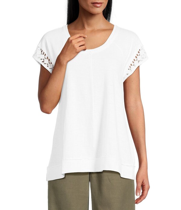 酉の方角刎ね上がる レディース トップス ティーシャツ 労働者の一団のど首 旗がしら Westbound Cap Sleeve Crew Neck Top Dark Cream 皮膚軟化剤