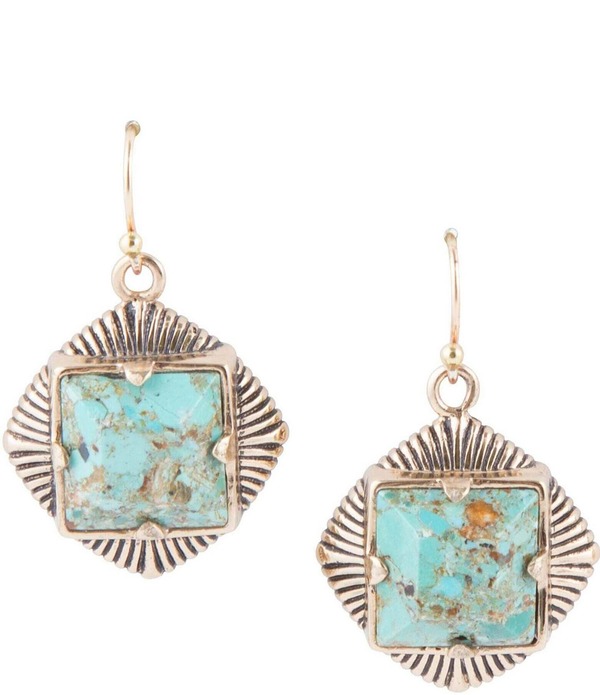 バース レディース アクセサリー ピアス・イヤリング Barse Blue Turquoise Square Stone Golden Drop Earrings Gold/Turquoise ターコイズ｜ReVida 店