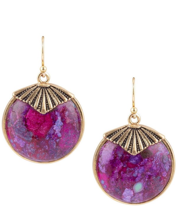 バース レディース アクセサリー ピアス・イヤリング Barse Purple Turquoise Circle Golden Orbital Earrings Gold/Purple パープル|ReVida 店
