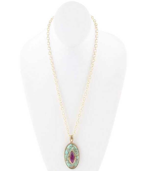バース レディース アクセサリー ネックレス・チョーカー レース Barse Stacked Stone Turquoise Golden Statement Pendant Chainecklace Blue/Purple Multi ブルー｜ReVida 店 36,270円