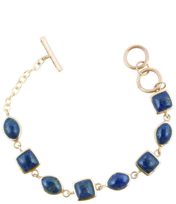 バース レディース アクセサリー ブレスレット・バングル・アンクレット Barse Blue Lapis Hammered Link Golden Bracelet Gold/Blue Lapis ブルー|ReVida 店