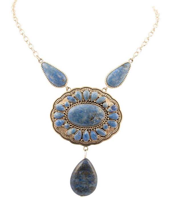 バース レディース アクセサリー ネックレス・チョーカー デニム レース Barse Denim Blue Lapisterling Silver Concho Dropendant Necklace Lapis/Silver シルバー|ReVida 店
