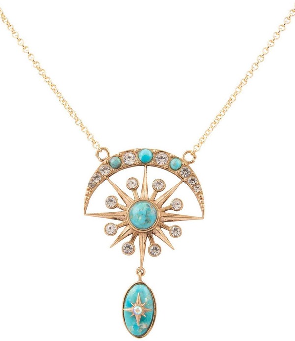 バース レディース アクセサリー ネックレス・チョーカー レース Barse Celestial Blue Turquoise Golden Dropendant Necklace Blue Multi ブルー｜ReVida 店