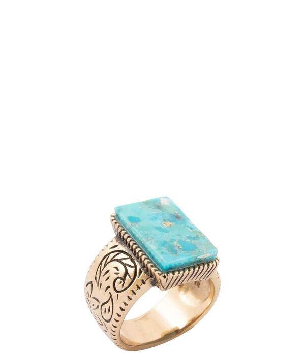 バース レディース アクセサリー 指輪 Barse Tooled Bronze And Turquoise Statement Ring Turquoise/Gold ターコイズ｜ReVida 店