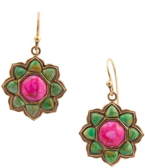 バース レディース アクセサリー ピアス・イヤリング Barse Fleur Turquoise and Magnesite Drop Earrings Lime/Pink ピンク｜ReVida 店