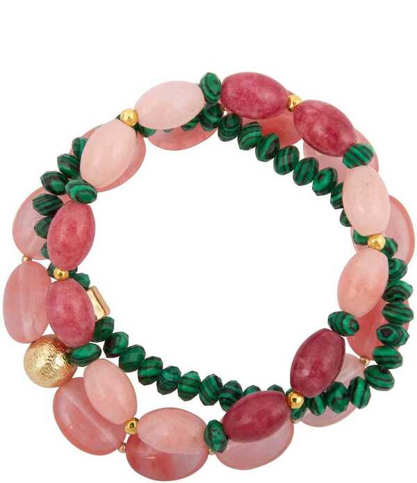 バース レディース アクセサリー ブレスレット・バングル・アンクレット Barse April Showers Genuine Stone Beaded Stretch Bracelet Set Green/Pink Multi ピンク|ReVida 店