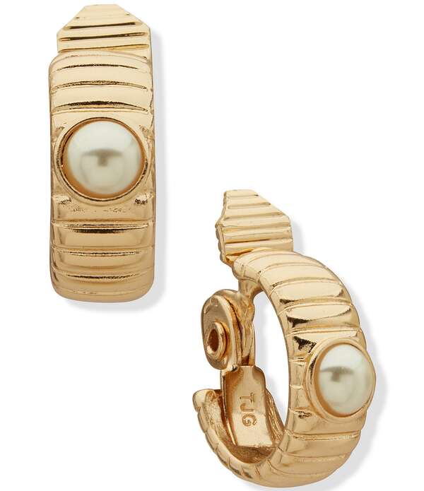 アンクライン レディース アクセサリー ピアス・イヤリング Anne Klein Gold Tone Omega Pearl Hoop Clip Earrings Gold ゴールド｜ReVida 店 8,380円