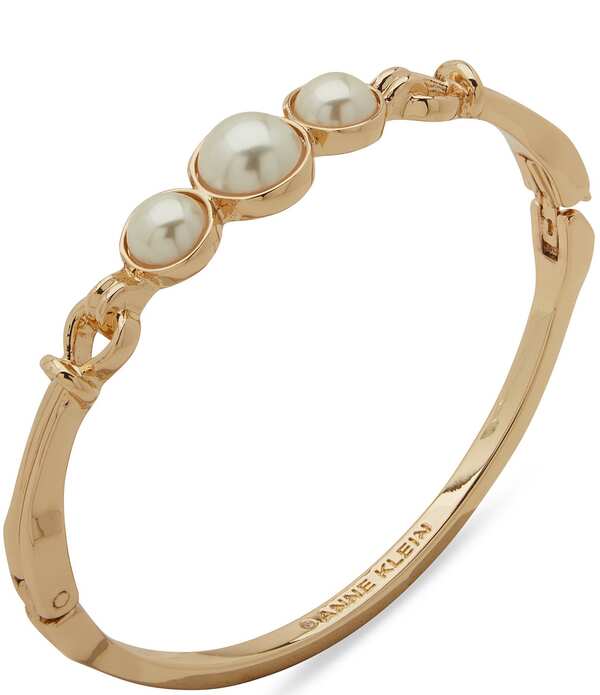 アンクライン レディース アクセサリー ブレスレット・バングル・アンクレット Anne Klein Gold Tone Pearlink Open Hinge Bracelet Gold ゴールド｜ReVida 店