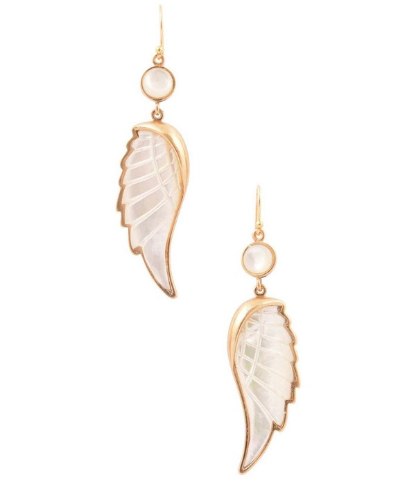 バース レディース アクセサリー ピアス・イヤリング Barse Wings of Grace Mother-Of-Pearl Drop Earrings Pearl/Gold パール｜ReVida 店
