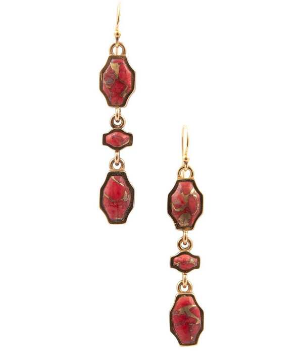 バース レディース アクセサリー ピアス・イヤリング Barse Crimson Sky Metal Infused Magnesite Linearrings Red Magnesite/Gold レッド|ReVida 店