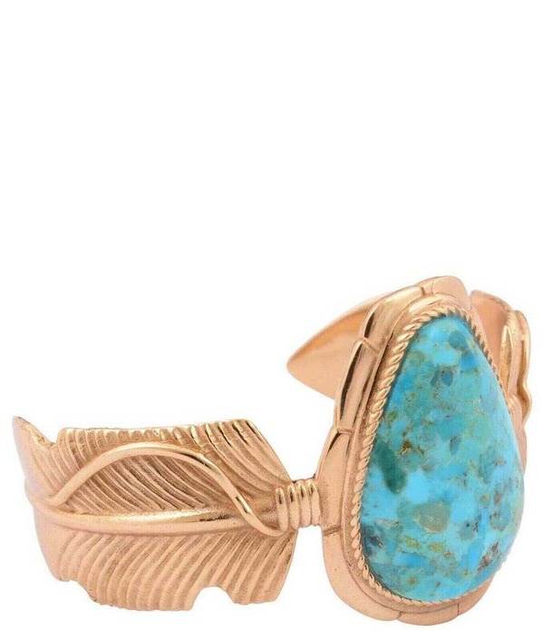 バース レディース アクセサリー ブレスレット・バングル・アンクレット Barse Desert Plume Genuine Turquoise Statement Cuff Braceleturquoise/Gold ターコイズ|ReVida 店