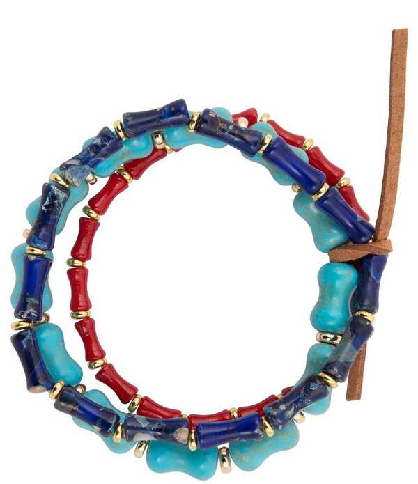 バース レディース アクセサリー ブレスレット・バングル・アンクレット Barse Liberty Genuine Stone Stretch Bracelet Set Coral/Lapis コーラル｜ReVida 店 16,786円