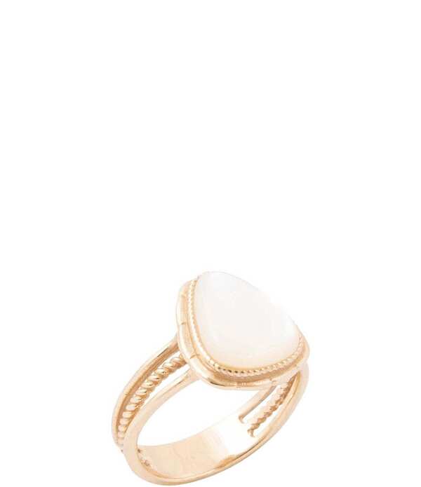 バース レディース アクセサリー 指輪 Barse Golden And Mother Of Pearl Desert Plume Statement Ring Mother Of Pearl/Gold パール｜ReVida 店