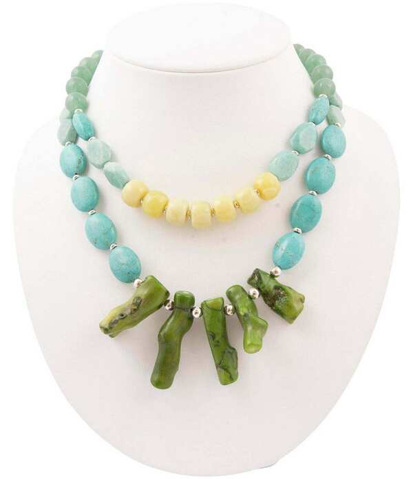 バース レディース アクセサリー ネックレス・チョーカー レース Barse Silver And Genuine Stone Coastal Grove Statement Necklace Multi マルチカラー｜ReVida 店