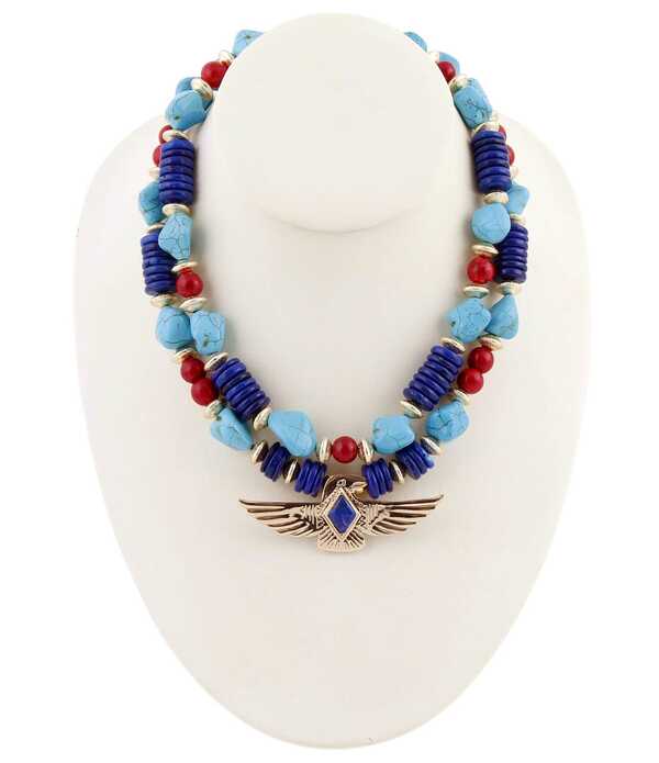 バース レディース アクセサリー ネックレス・チョーカー レース Barse Bronze and Genuine Stone Deserthunderbird Short Multi Strand Necklace Multi マルチカラー｜ReVida 店