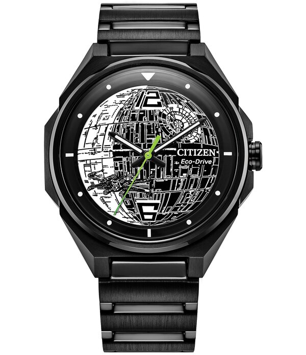 シチズン レディース アクセサリー 腕時計 Tシャツ Citizen Men'star Wars Collection Death Star 2 Three Hand Black Stainlessteel Bracelet Watch Black ブラック|ReVida 店