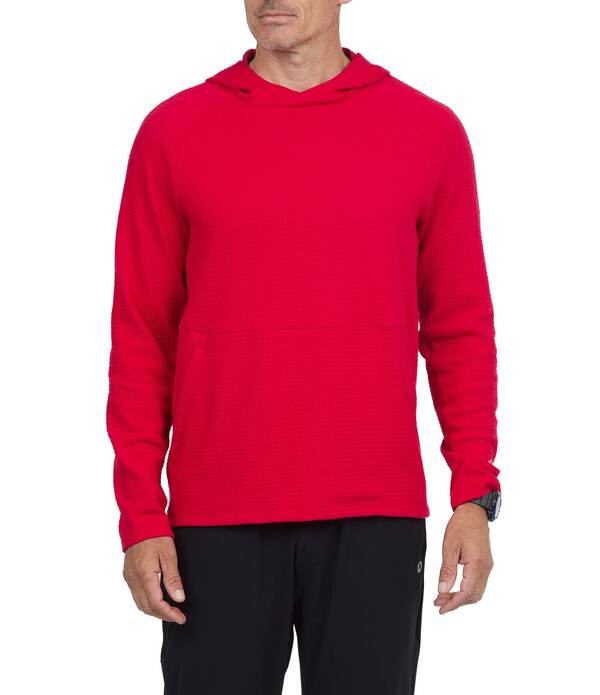 アイビークール メンズ アウター パーカー・スウェット IBKUL Popcorn Stitch Pullover Hoodie Red 赤いこと