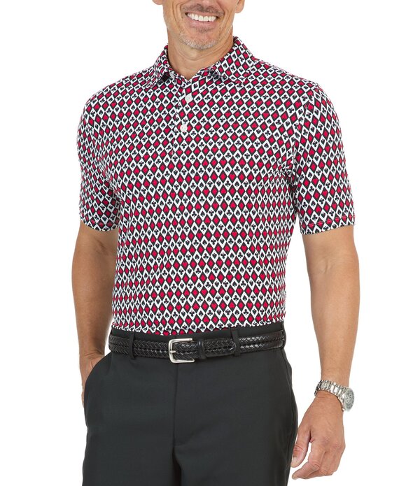 アイビークール メンズ トップス プルオーバー 刷り上げる IBKUL Casino Royale Printed Short Sleeve Polo Shirt Casino Royale/White 白いこと