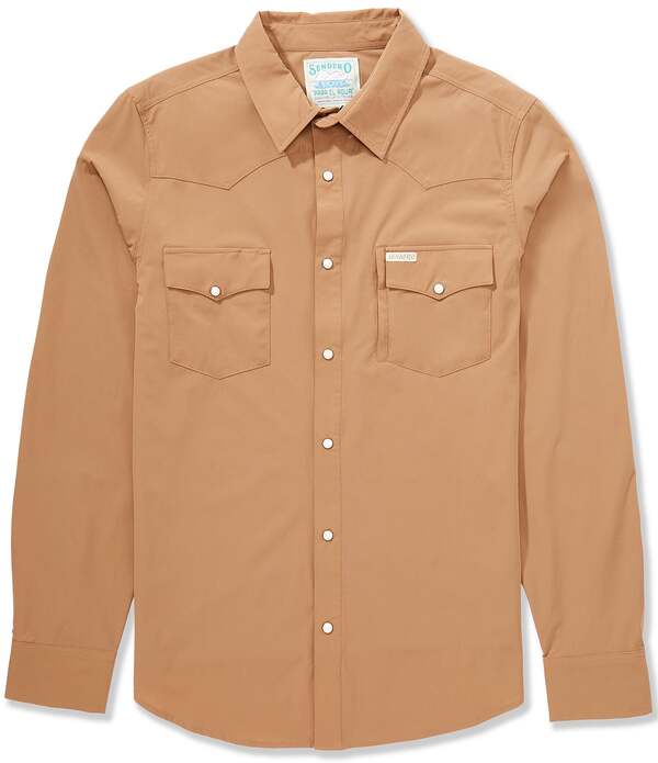 センデロプロビジョンズ メンズ トップス プルオーバー Sendero Provisions Co. Tailored Fit Performance Long Sleeve Western Shirt Light Brown 赤銅色