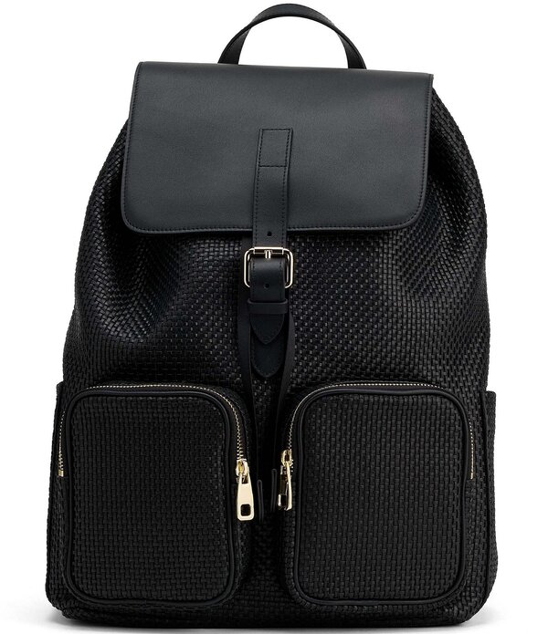 目じるしノーラン レディース 御徒面子 うしろ側風呂敷き包み・背嚢 なめし革 Marc Nolan Soho Woven Leather Backpack Black 黒いこと